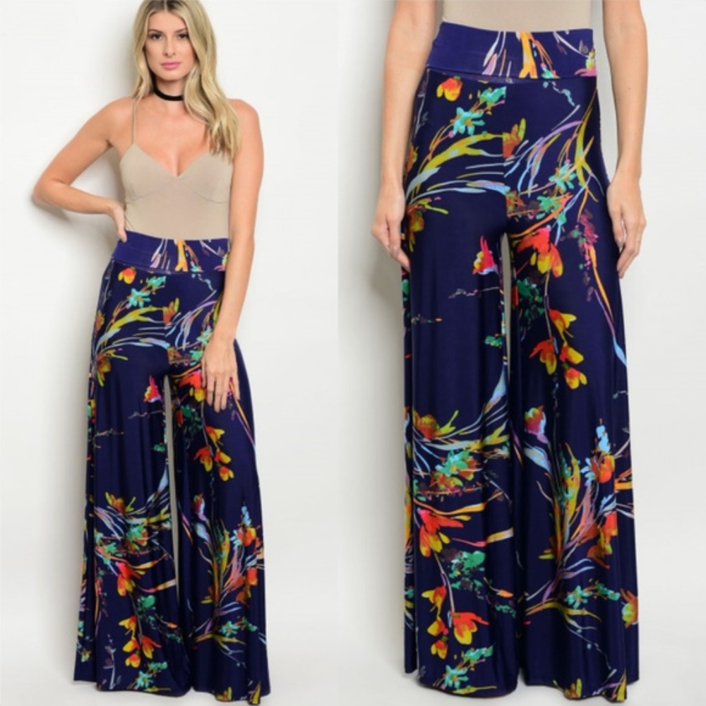 ⬛LAST 1⬛NAVY BLUE WIDE LEGGED PANTS - Picture 2 of 2